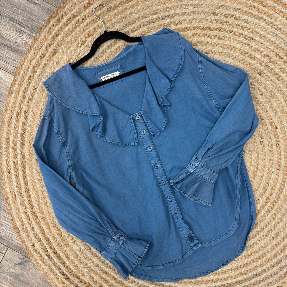 We The Free Indigo Button Down Shirt